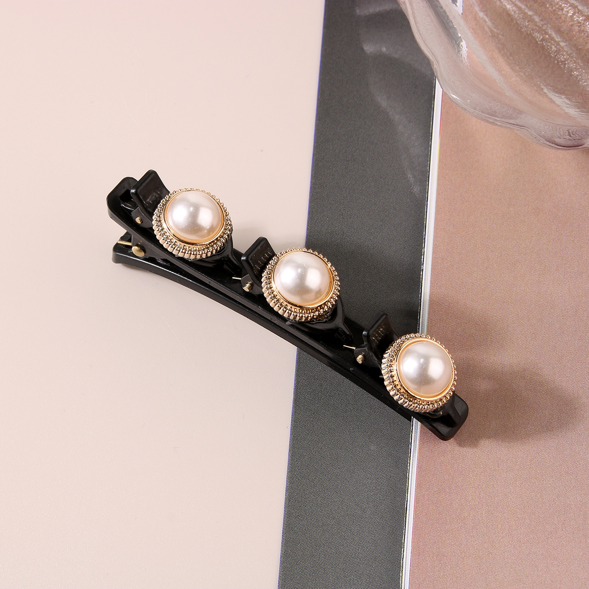 Women Girl Ribbon Elegant Flower Pearls Braid Hairpins Sweet Hair Decorate Clips Bangs Hold Barrettes Headband Fashion Hair Accessories 1325