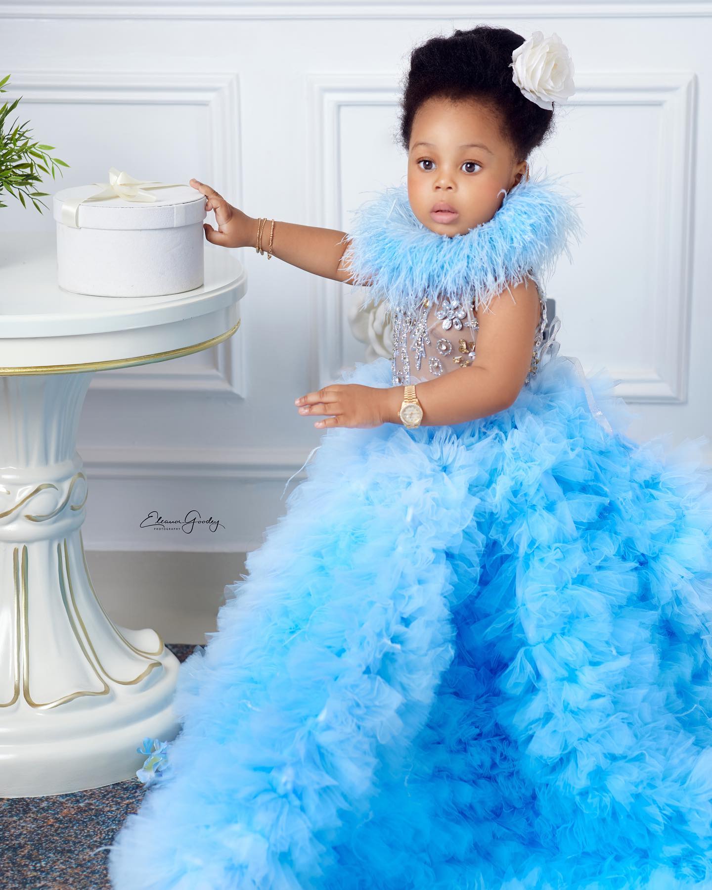 Feahter Girl Pageant Dress Flower Girls Dresses for Wedding Light Sky Blue Kids Ruffles Party Birthday Gowns for Photoshoot