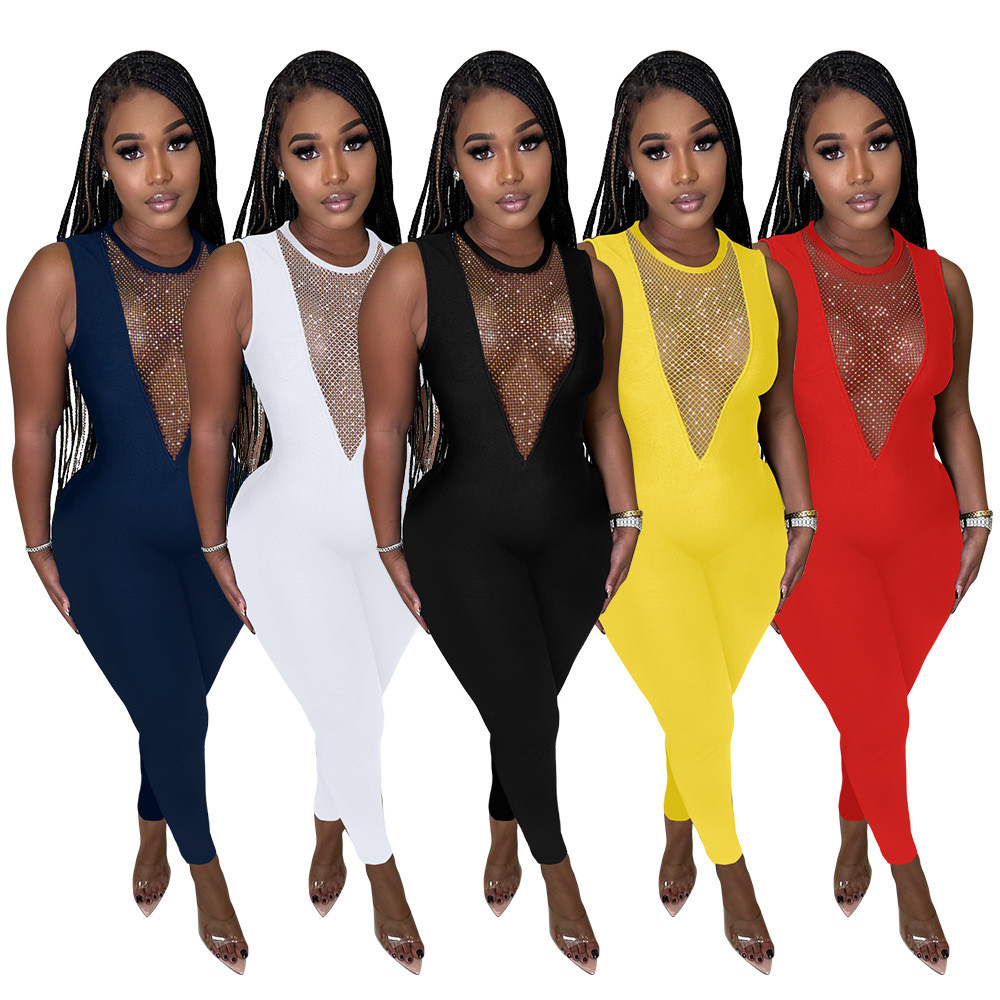 Sexy Mesh Patchwork Jumpsuits Women Sleeveless Bodycon Rompers Fahion deep V neck dismonds Jumpsuits See through Clothes One Piece Outfits Night Club Wear 8411, White
Sexy Mesh Patchwork Jumpsuits Women Sleeveless Bodycon Rompers Fahion deep V neck dismonds Jumpsuits See through Clothes One Piece Outfits Night Club Wear 8411, White