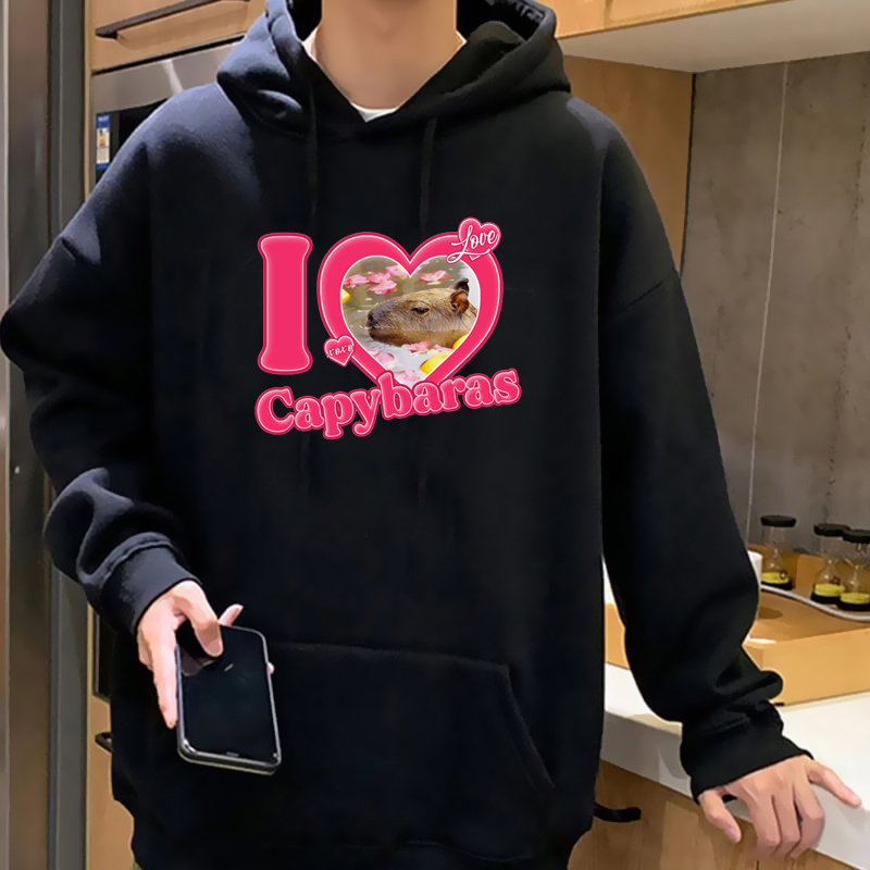 Mens Hoodies Sweatshirts Kawaii Cartoon Capybara Men Harajuku Fashion Graphic Streetwear Unisex Hooded Winter Warm Male 230113