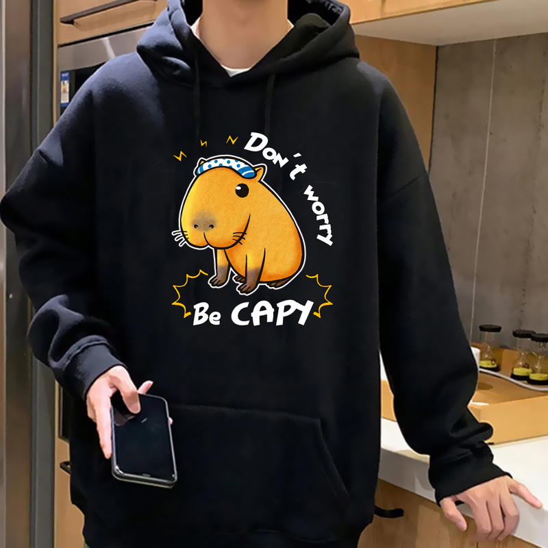 Mens Hoodies Sweatshirts Kawaii Cartoon Capybara Men Harajuku Fashion Graphic Streetwear Unisex Hooded Winter Warm Male 230113