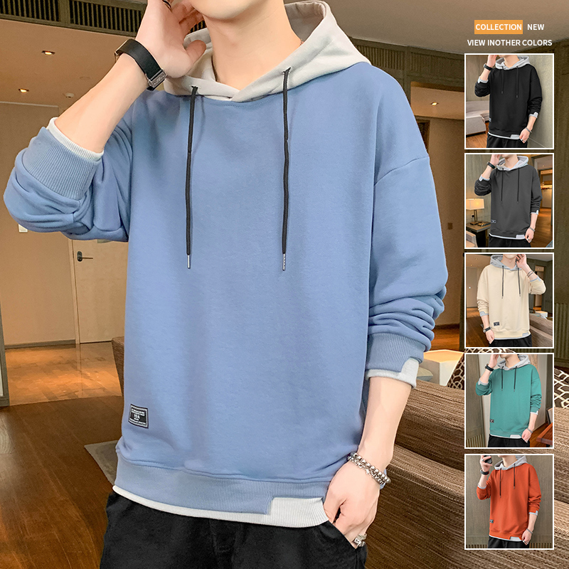 Mens Hoodies Sweatshirts Men Casual Harajuku Male Solid Color Pullover Tops Spring Autumn Fashion Hooded Clothing 230113