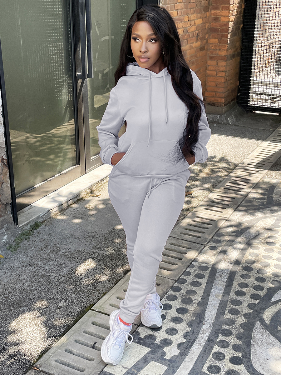 Womens Tracksuits LW Autumn Two Piece Women Workout Suits Hooded Kangaroo Pocket Drawstring Tracksuit Set Sporty HoodieLeggings Matching Outfits 23011