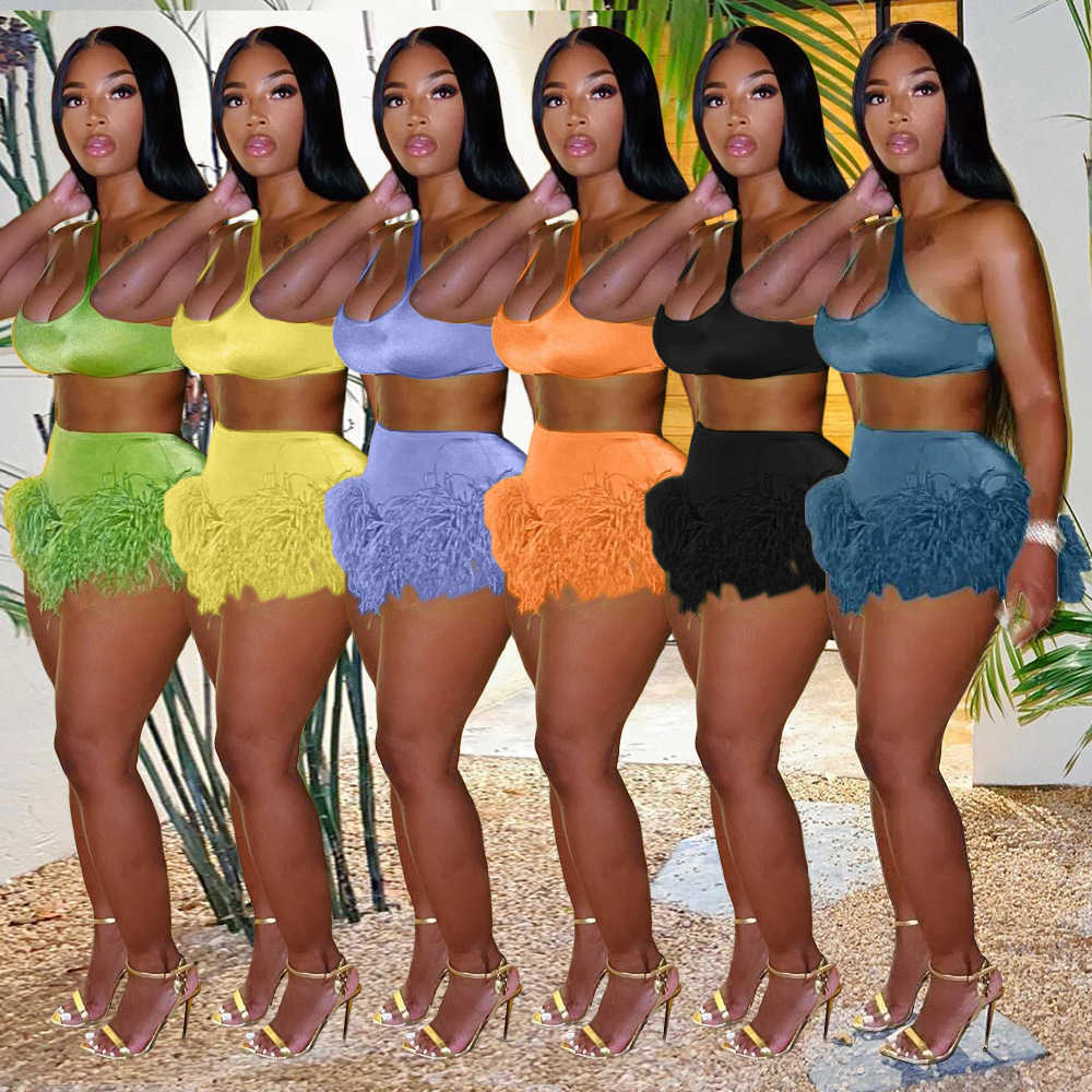 Two Piece Dress Echoine Solid Feather Fringe Shorts Crop Top Two Piece Set Summer Streetwear Women Sexy Bodycon Tracksuit Party Outfits 2022 T230113, Yellow
Two Piece Dress Echoine Solid Feather Fringe Shorts Crop Top Two Piece Set Summer Streetwear Women Sexy Bodycon Tracksuit Party Outfits 2022 T230113, Yellow