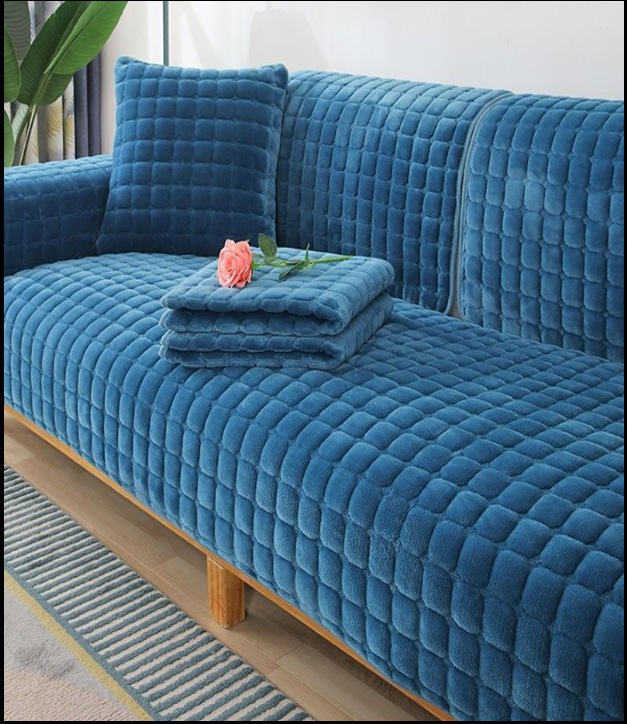 Chair Covers Sofa Plush Nonslip Thickened Cushion Flannel Couch Cover Universal Solid Color Dustproof Seat 230113