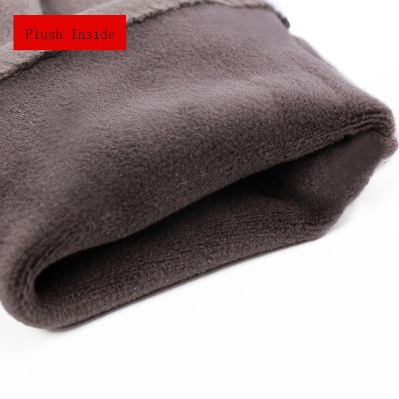 Fingerless Gloves Winter Female Single Layer Warm Cashmere Full Finger Button Cycling Mittens Women Suede Leather Touch Screen Driving Gloves J23 2301