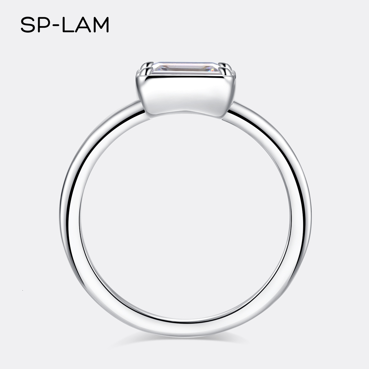 Wedding Rings Classic Emerald Cut Ring Sterling Silver 925 1 CT Created Diamond Engagement Wedding Rings For Women 230113