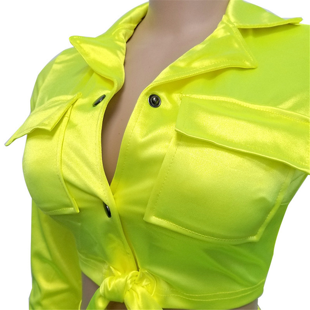 Spring Tracksuits Women outfits Two Piece Sets Long Sleeve Bandage Shirt and Shorts 2pcs Matching Sets Casual Solid Suits Active Sportswear 9200