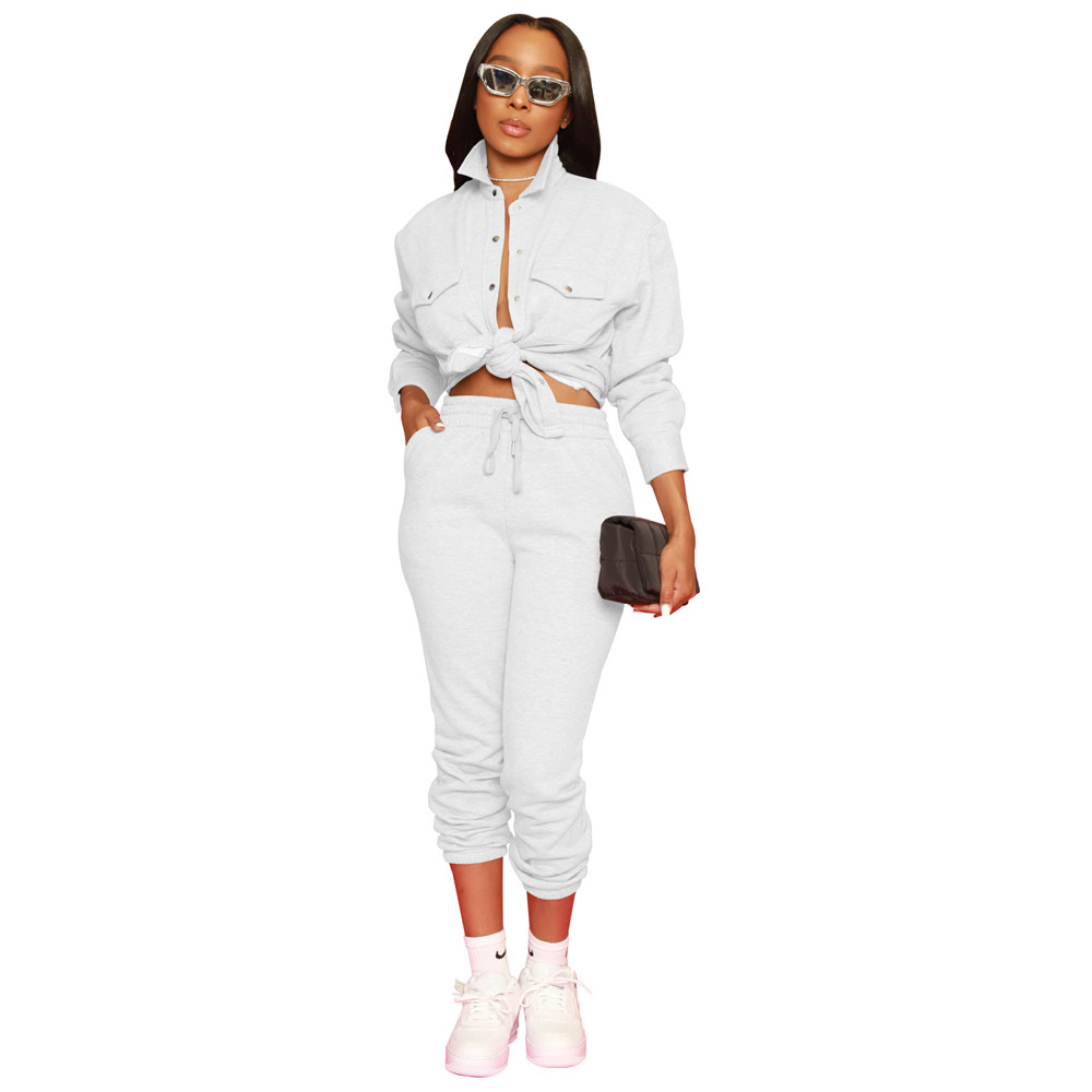 Designer Women Tracksuits Fall Winter Sweatsuits Long Sleeve Turn-down Collar Shirt and Pants Two Piece Sets Solid Outfits Casual jogger suits Sporswe