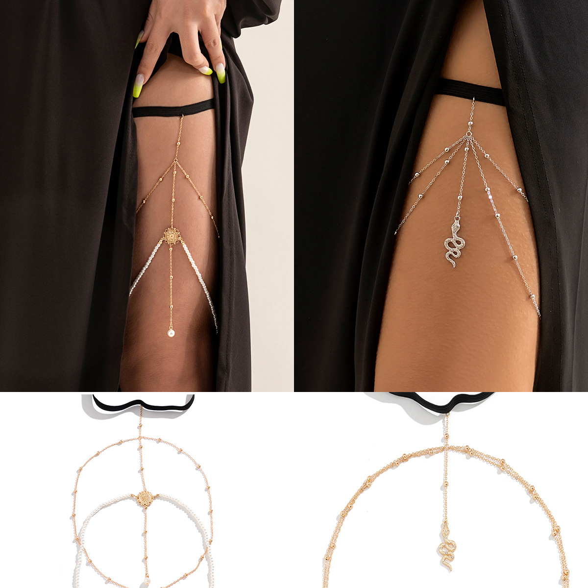 Anklets Thigh Chains Jewelry for Women Sexy Leg Fashion Snake Pearl Pendant Tassel Gold Chain
Anklets Thigh Chains Jewelry for Women Sexy Leg Fashion Snake Pearl Pendant Tassel Gold Chain
