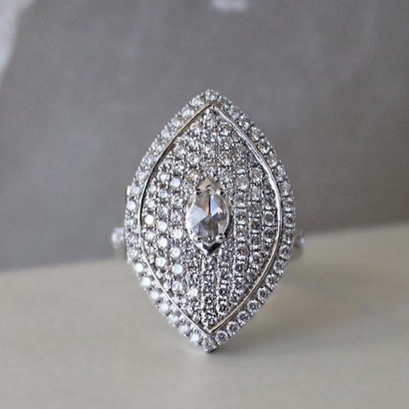 Choucong Brand New Wedding Rings Luxury Jewelry 925 Sterling Silver Marquise Cut White Topaz CZ Diamond Party Eternity Women Engagement Bridal Ring Fo