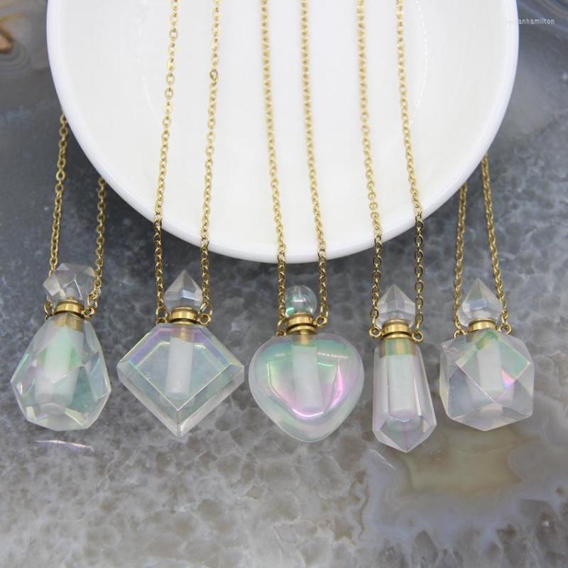 Pendant Necklaces 5 Shaped Gold Plated Chains Rainbow Aura Crystal Perfume Bottle Pendants Necklace AB Quartz Essential Oil Diffuser Vial
Pendant Necklaces 5 Shaped Gold Plated Chains Rainbow Aura Crystal Perfume Bottle Pendants Necklace AB Quartz Essential Oil Diffuser Vial