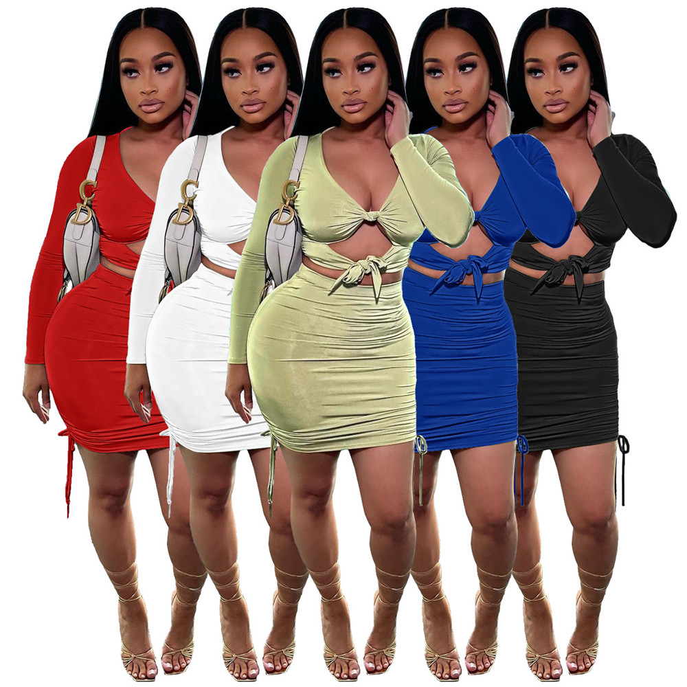 2023 Designer Dress Sets Women Spring Autumn Long Sleeve V neck Bandage Cut Out Top and Bodycon Skirt Two Piece Sets Casual Matching Tracksuits 8363, Mix color
2023 Designer Dress Sets Women Spring Autumn Long Sleeve V neck Bandage Cut Out Top and Bodycon Skirt Two Piece Sets Casual Matching Tracksuits 8363, Mix color
