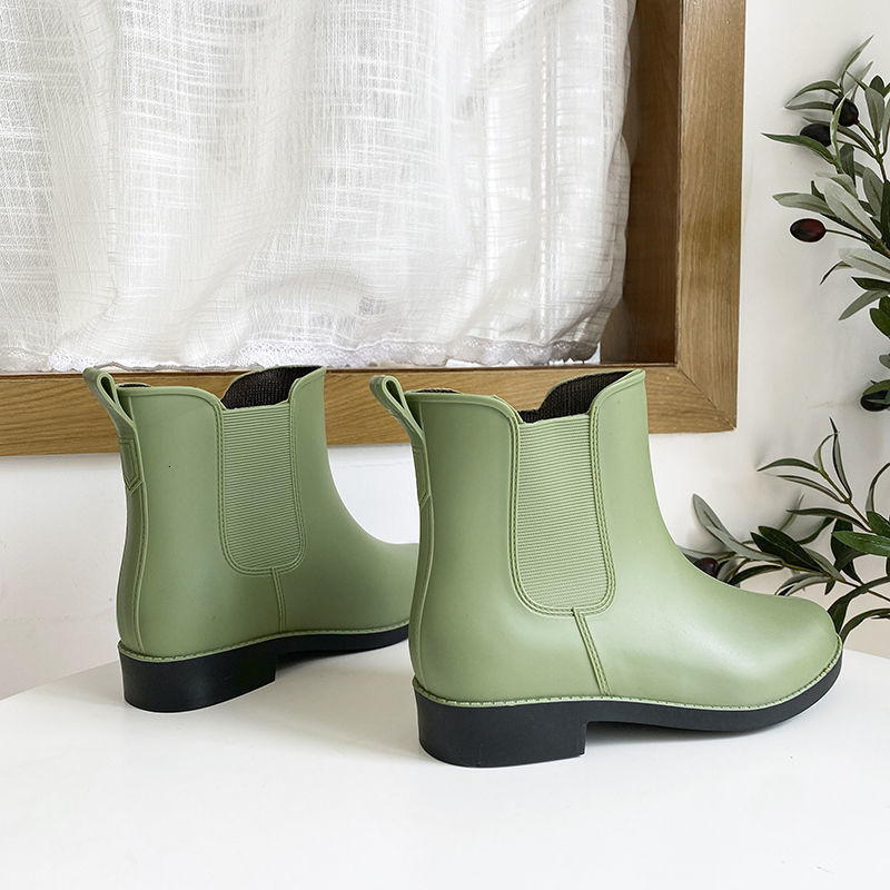 Rain Boots y Green Woman Waterproof shoes Ladies MidCalf Plain Color Garden Shoe's Galoshes 230114