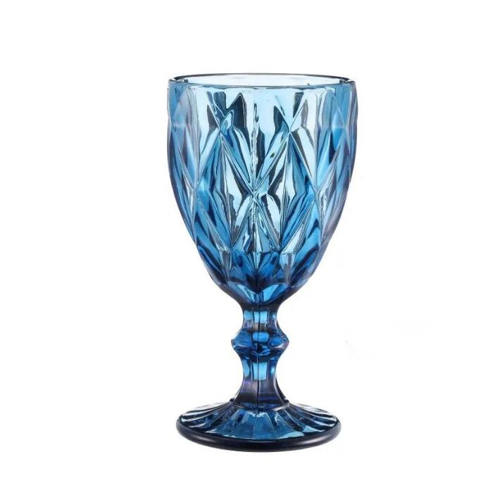 Wholesale 300ml wine glasses 10oz Vintage Pattern European style embossed stained lamp thick goblets for Party Wedding