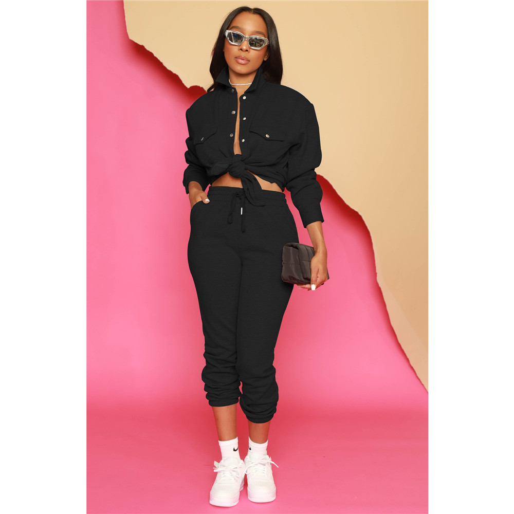 Designer Women Tracksuits Fall Winter Sweatsuits Long Sleeve Turn-down Collar Shirt and Pants Two Piece Sets Solid Outfits Casual jogger suits Sporswe