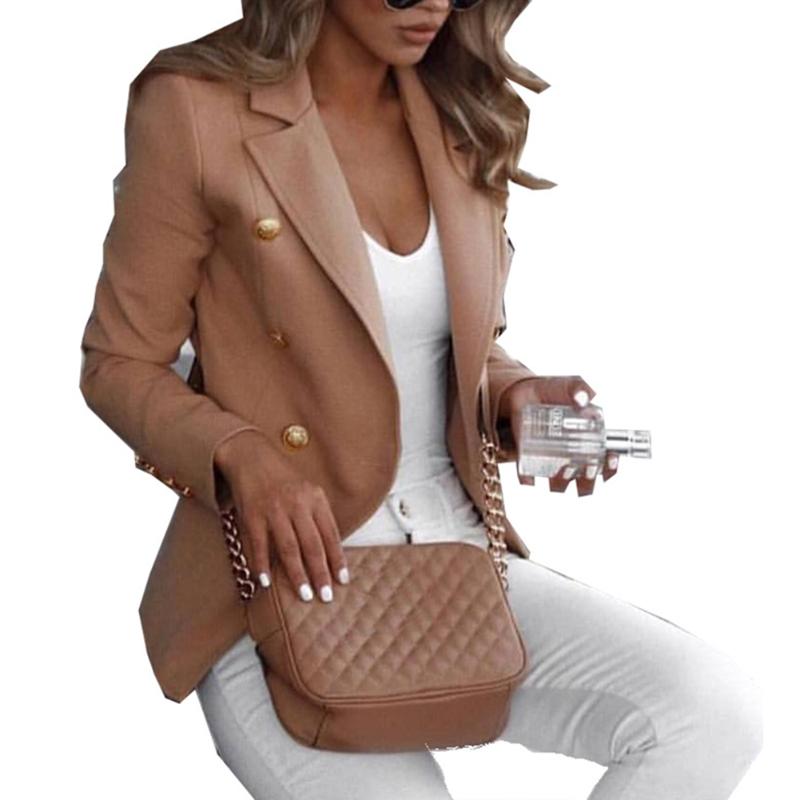 Womens Jackets Ladies Elegant Slim Solid Color Suit Tops Female Long Sleeve Casual Short Coat For Spring Autumn -MX8