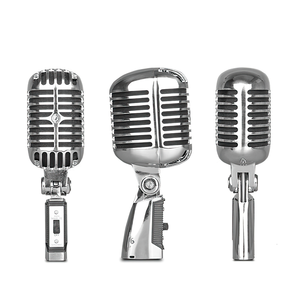 Microphones Vintage Style Microphone for SHURE Simulation Classic Retro Dynamic Vocal Mic Universal Stand Live Permance Karaoke 230113