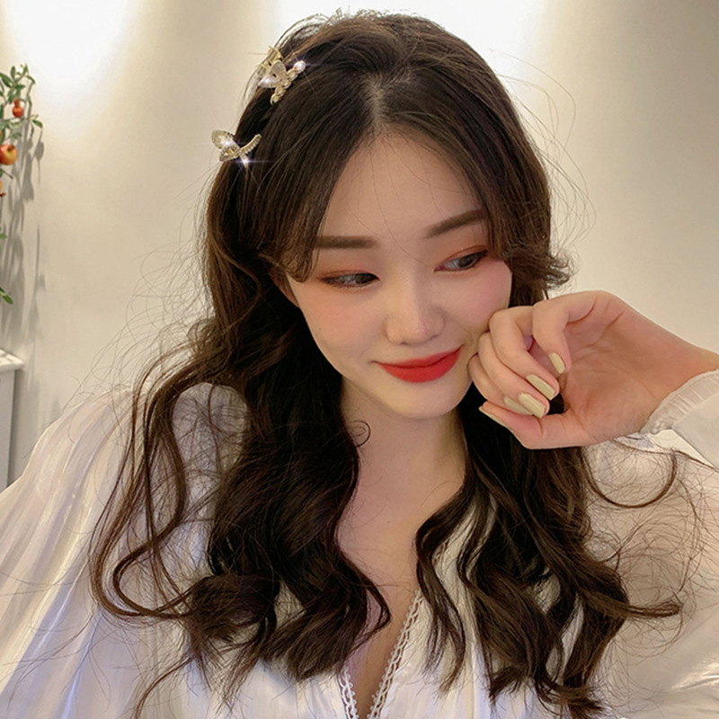 Geometric Alloy Mini Pearl Ribbon Hair Claw Crab Clip for Women Girls Gold Hollow Small Hairs Clips Shark Fashion Hair Accessories 1339