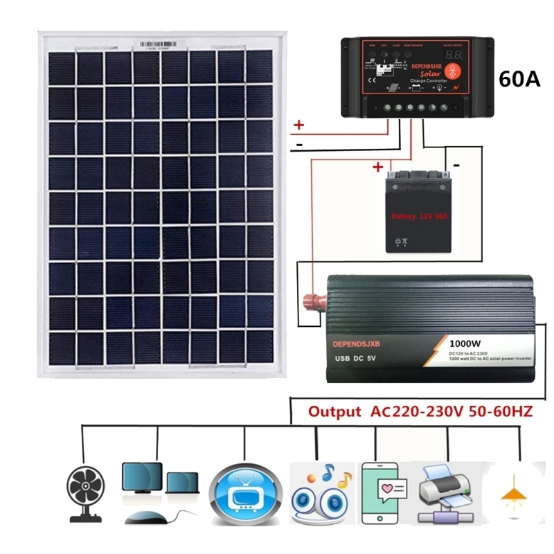 Solar Panels 18V 20W Panel Power System 12V 24V Digital Controller 1000W Inverter Kit for Outdoor Home Energy Saving Generation 230113
Solar Panels 18V 20W Panel Power System 12V 24V Digital Controller 1000W Inverter Kit for Outdoor Home Energy Saving Generation 230113