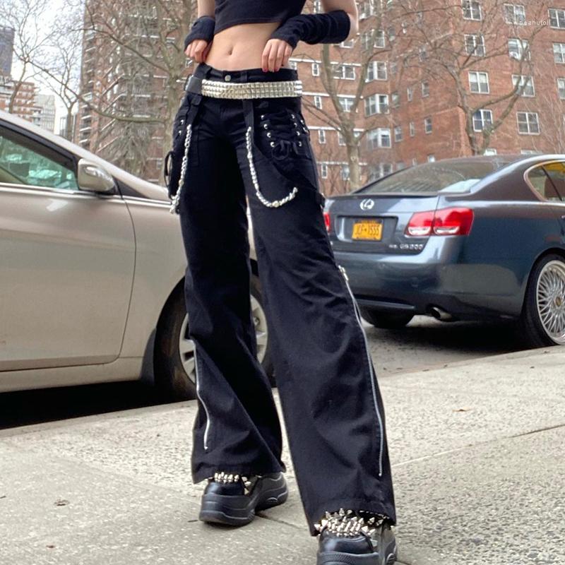 Women' Pants Lace Up Cargo Goth Black Low Waisted Trousers Vintage Punk Stylish Sweatpants Women Wide Legs Korean
Women' Pants Lace Up Cargo Goth Black Low Waisted Trousers Vintage Punk Stylish Sweatpants Women Wide Legs Korean