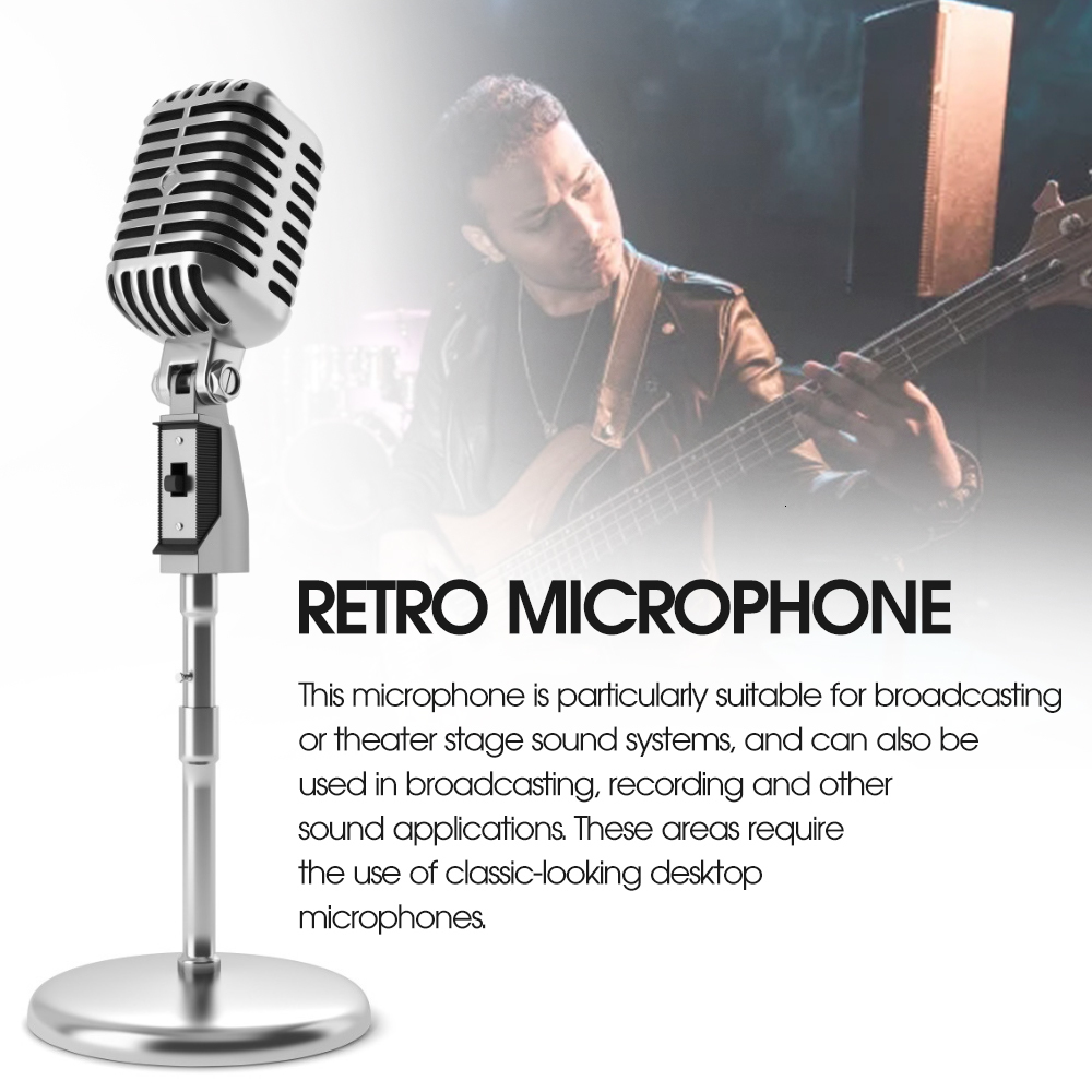 Microphones Vintage Style Microphone for SHURE Simulation Classic Retro Dynamic Vocal Mic Universal Stand Live Permance Karaoke 230113