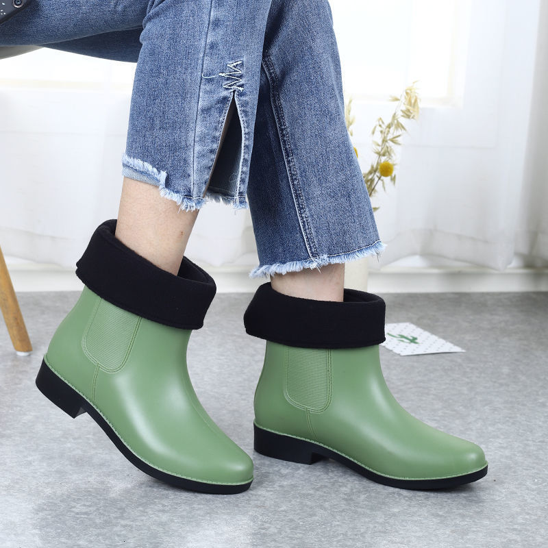 Rain Boots y Green Woman Waterproof shoes Ladies MidCalf Plain Color Garden Shoe's Galoshes 230114