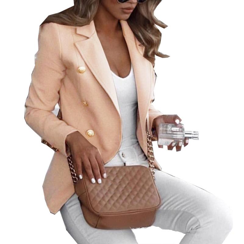 Womens Jackets Ladies Elegant Slim Solid Color Suit Tops Female Long Sleeve Casual Short Coat For Spring Autumn -MX8