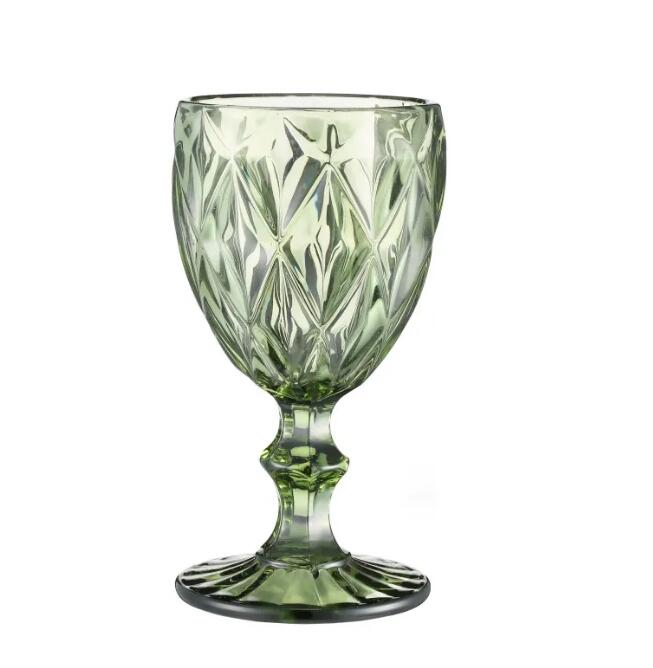 Wholesale 300ml wine glasses 10oz Vintage Pattern European style embossed stained lamp thick goblets for Party Wedding
