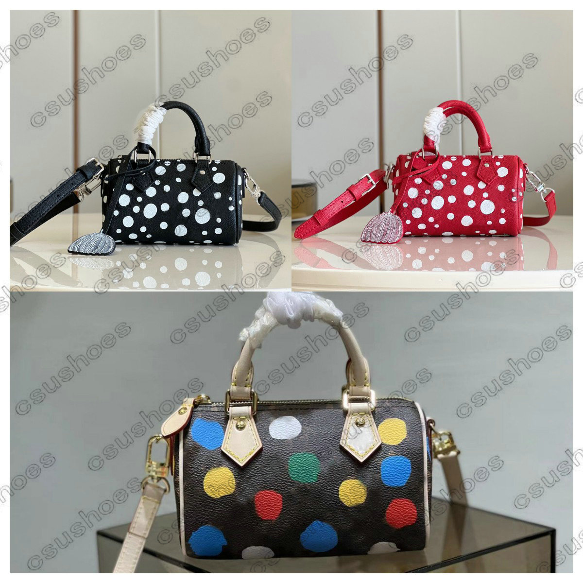 23ss X Yayoi Kusama Nano Speedy Pillow Bag 16cm M81910 M81979 PAINTED DOTS YK Women Mini Bandouliere Boston Bags Shoulder Ladies Handbag Designers Crossbody Bags, Blue
23ss X Yayoi Kusama Nano Speedy Pillow Bag 16cm M81910 M81979 PAINTED DOTS YK Women Mini Bandouliere Boston Bags Shoulder Ladies Handbag Designers Crossbody Bags, Blue