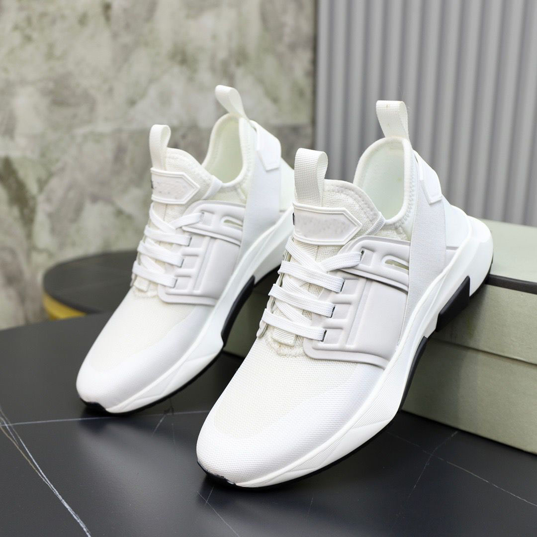 Luxury Sporty Leather Men Sneakers Shoes White Black Jago Neoprene Rubber Soles Man Mesh and Nylon Comfort Walking Discount Footwear