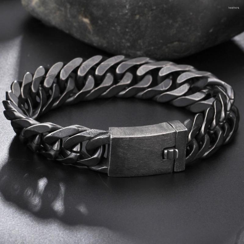 Link Bracelets 16mm Wide Hip-hop 316L Stainless Steel Gothic Black Brushed Cuban Curb Chain Men's Bracelet Bangle 8.26" Christmas
Link Bracelets 16mm Wide Hip-hop 316L Stainless Steel Gothic Black Brushed Cuban Curb Chain Men's Bracelet Bangle 8.26" Christmas