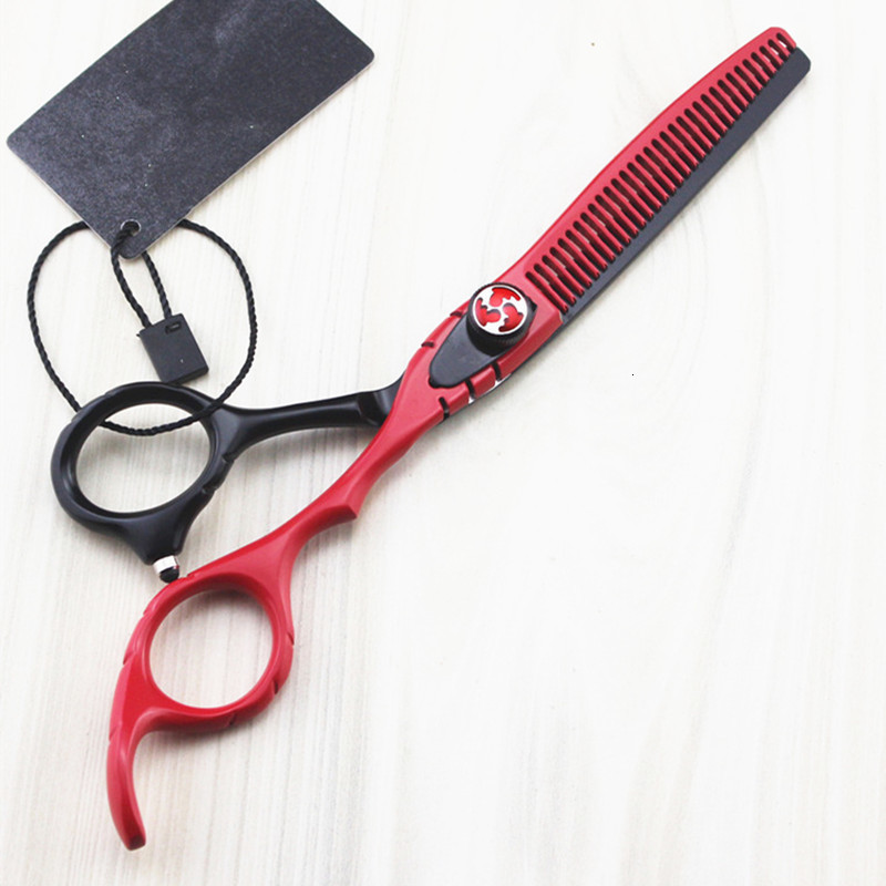 Hair Scissors professional Japan 440c 6 '' red hair cutting haircut thinning barber makas cut haircutting shears Hairdresser scissors