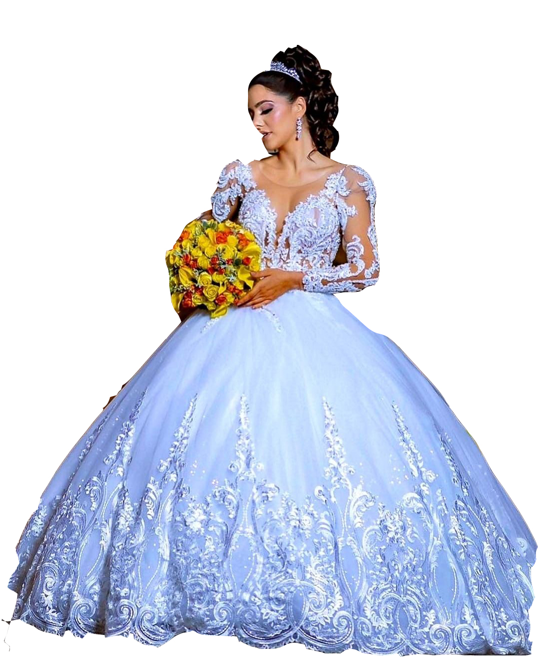 2023 African Ball Gown Wedding Gowns A Line Jewel Neck Illusion Arabia Lace Appliques Crystal Beads Long Sleeves Plus Size Tulle Bridal Party Dresses 