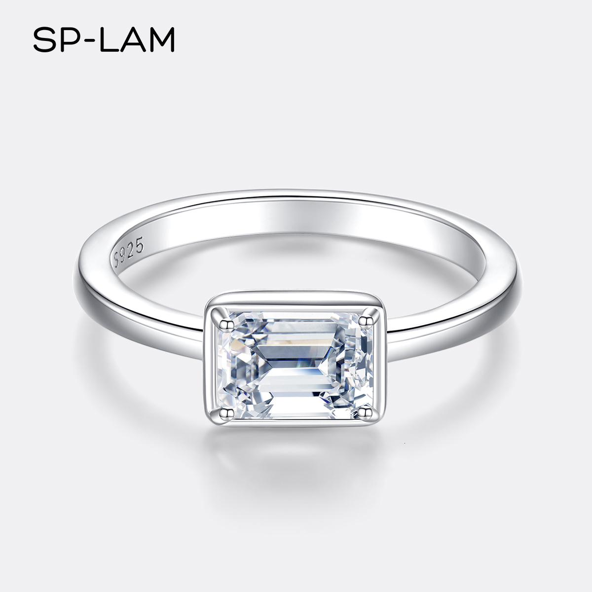 Wedding Rings Classic Emerald Cut Ring Sterling Silver 925 1 CT Created Diamond Engagement Wedding Rings For Women 230113