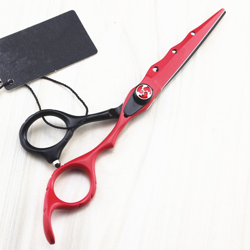 Hair Scissors professional Japan 440c 6 '' red hair cutting haircut thinning barber makas cut haircutting shears Hairdresser scissors