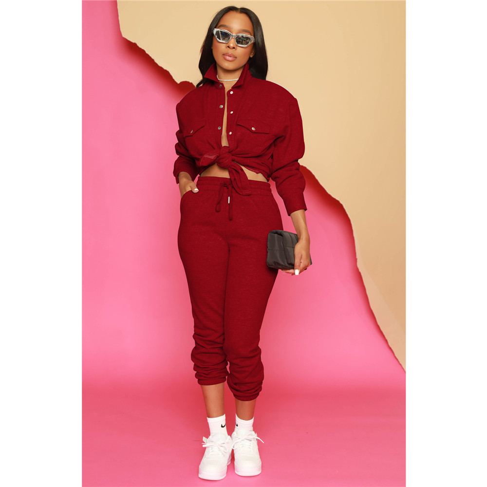 Designer Women Tracksuits Fall Winter Sweatsuits Long Sleeve Turn-down Collar Shirt and Pants Two Piece Sets Solid Outfits Casual jogger suits Sporswe
