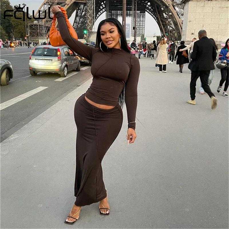 Women's Two Piece Pants FQLWL Streetwear 2 Two Piece Sets Women Skirt Long Sleeve O Neck Bodycon Top Long Maxi Skirts Black Blue Matching Dress Sets T230113
Women's Two Piece Pants FQLWL Streetwear 2 Two Piece Sets Women Skirt Long Sleeve O Neck Bodycon Top Long Maxi Skirts Black Blue Matching Dress Sets T230113