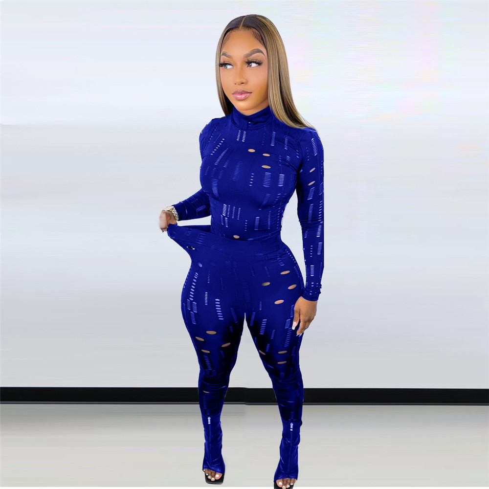 Designer Fall Winter Tracksuits Two Piece Sets Womens Outfits Ripped Sweatsuits Long Sleeve Pullover Top and Pants Casual Outwork Sportswear Jogger su