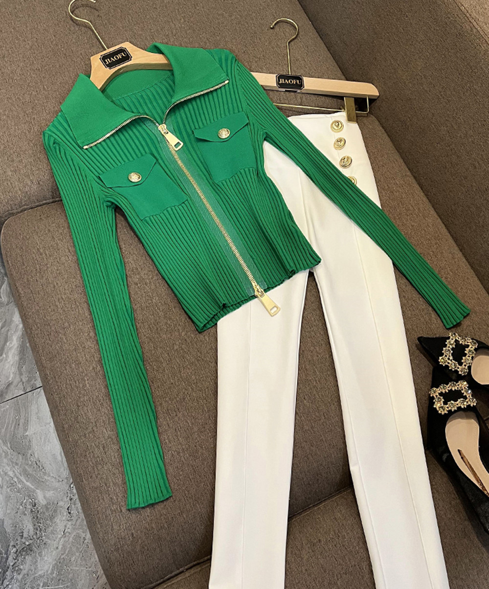 Women's Jackets The latest 2022 autumn high quality double head zipper design slim green lapel ice silk knit cardigan small outfitoftheday coat T1107, White
Women's Jackets The latest 2022 autumn high quality double head zipper design slim green lapel ice silk knit cardigan small outfitoftheday coat T1107, White