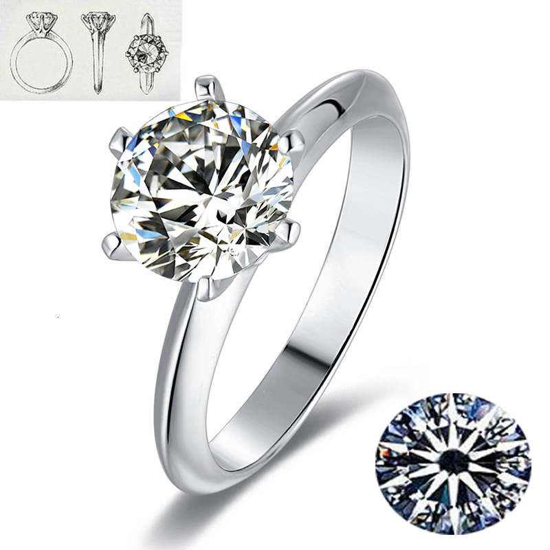 Wedding Rings Knobspin Original 925 Sterling Silver Ring Diamonds with Certificate Fine Jewelry Wedding Engagement Rings for Women 230113