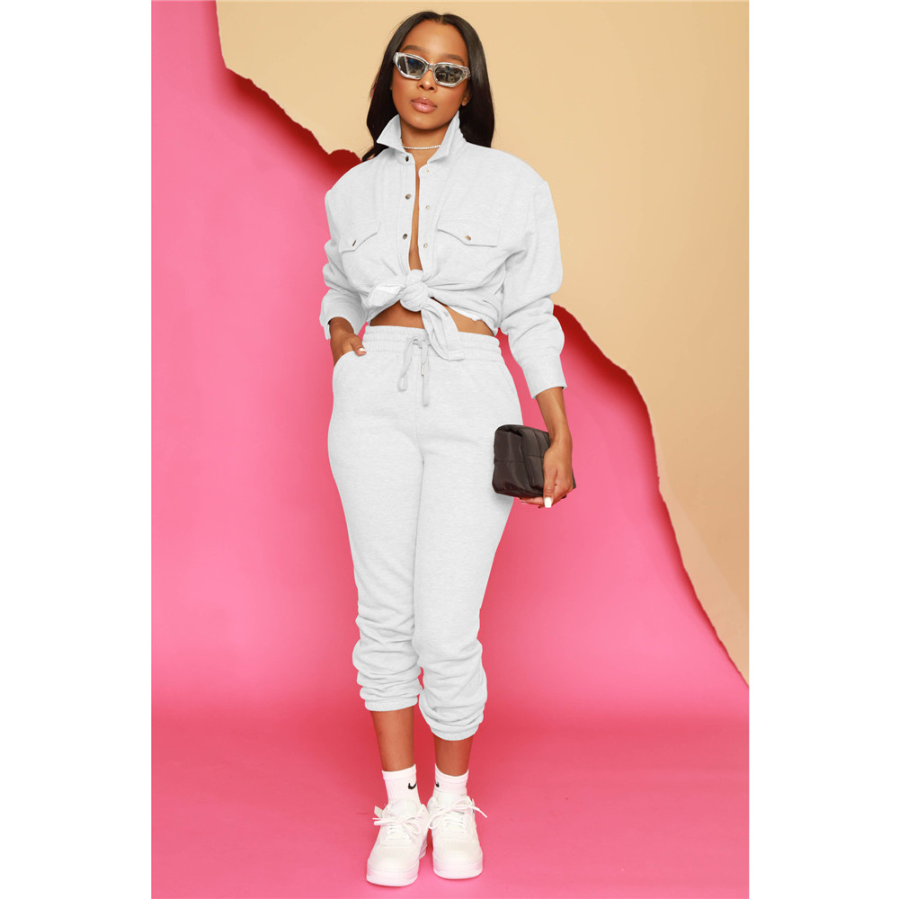 Designer Women Tracksuits Fall Winter Sweatsuits Long Sleeve Turn-down Collar Shirt and Pants Two Piece Sets Solid Outfits Casual jogger suits Sporswe