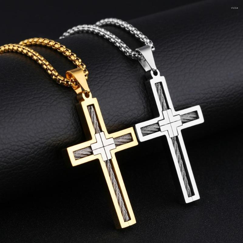 Pendant Necklaces High Quality Stainless Steel Silver Color/Silver Color&Gold Cross Wire Design Pendants Men Women Jewelry Box Chain
Pendant Necklaces High Quality Stainless Steel Silver Color/Silver Color&Gold Cross Wire Design Pendants Men Women Jewelry Box Chain