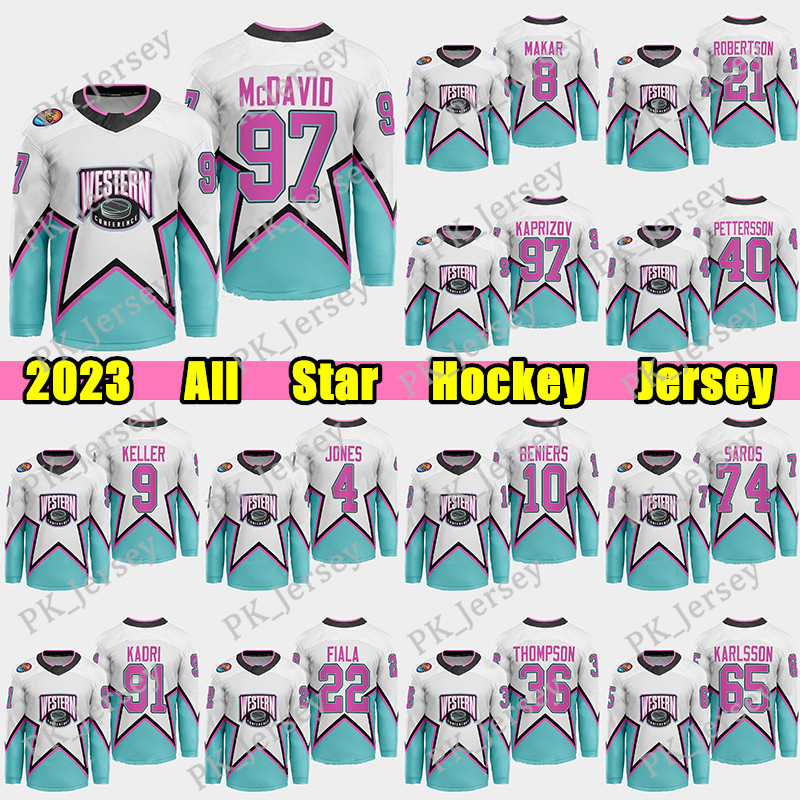 2023 All star conference Western hockey jersey Connor McDavid Kirill Kaprizov Cale Makar Matty Beniers Jason Robertson Logan Thompson Matty Beniers jerseys, White
2023 All star conference Western hockey jersey Connor McDavid Kirill Kaprizov Cale Makar Matty Beniers Jason Robertson Logan Thompson Matty Beniers jerseys, White