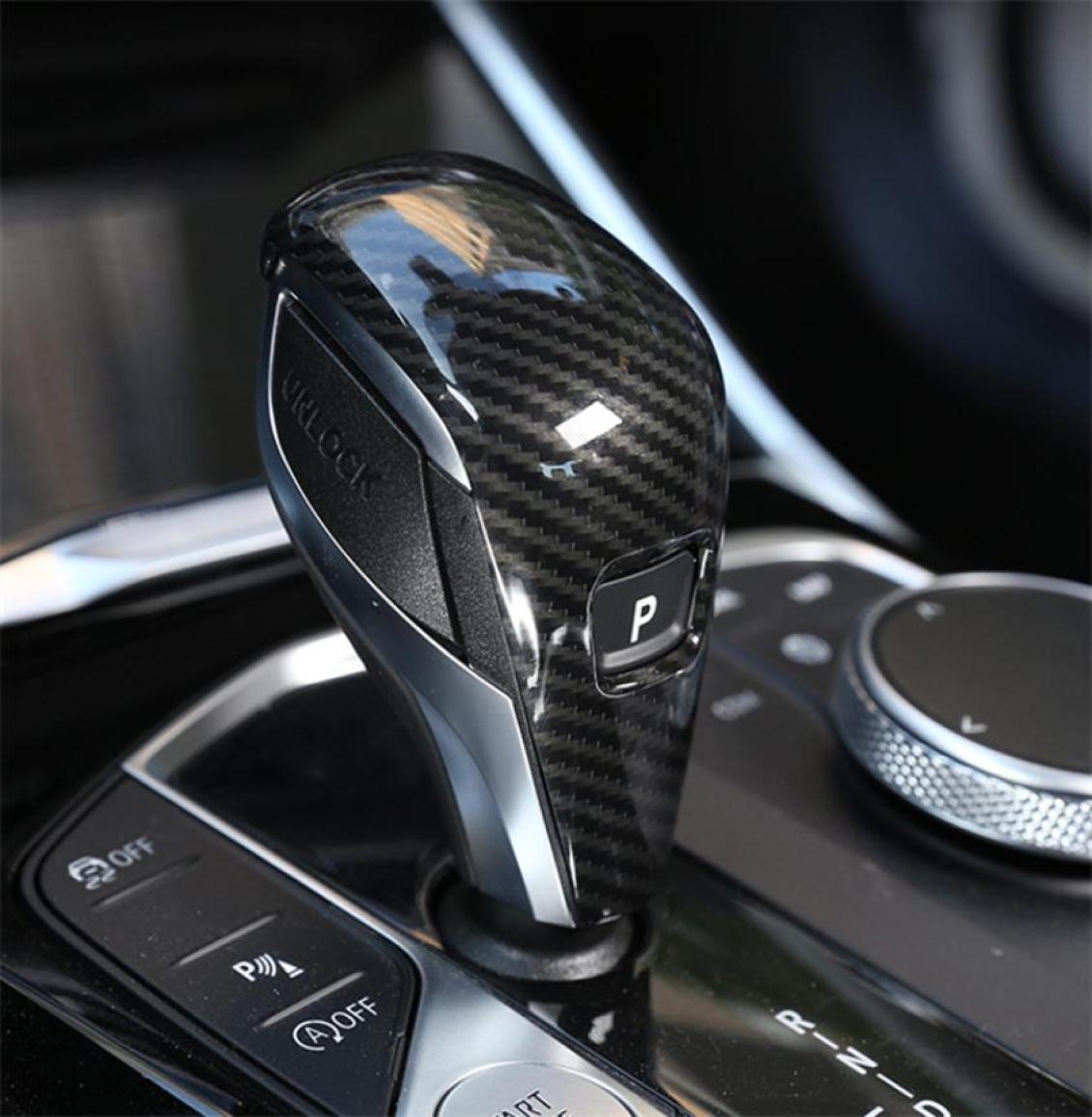 Carbon Fiber Style Gear Shift Handle Sleeve Button Cover Sticker For BMW 3 Series G20 G28 ABS Interior Accessories7810090
