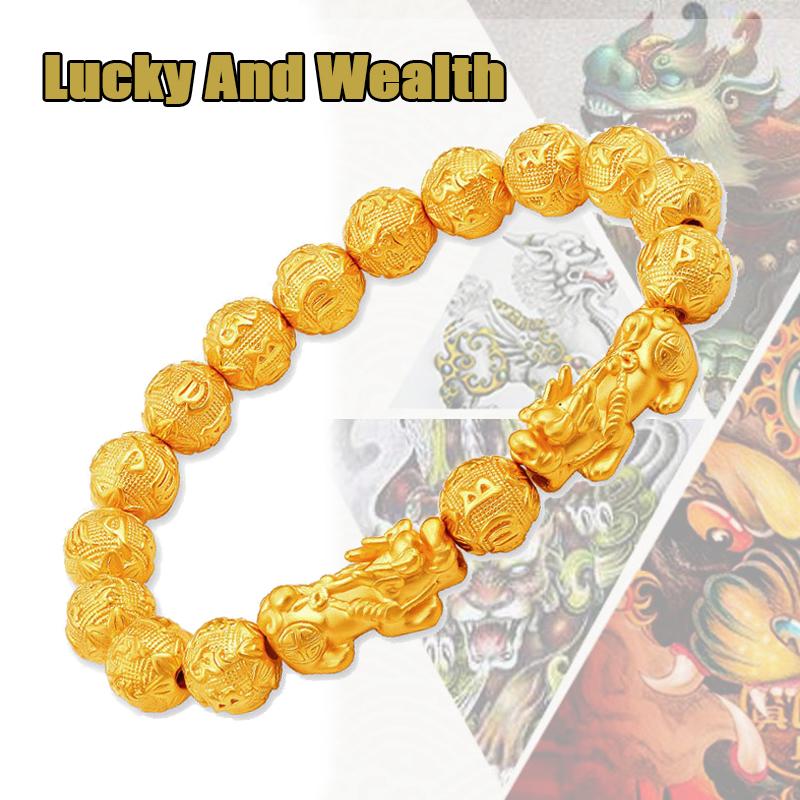 Charm Bracelets Vietnam Shakin Pixiu Natural Stone Golden Bead Carved Inscription Couples Lucky Wealth Fengshui Bracelet Jewelry
Charm Bracelets Vietnam Shakin Pixiu Natural Stone Golden Bead Carved Inscription Couples Lucky Wealth Fengshui Bracelet Jewelry
