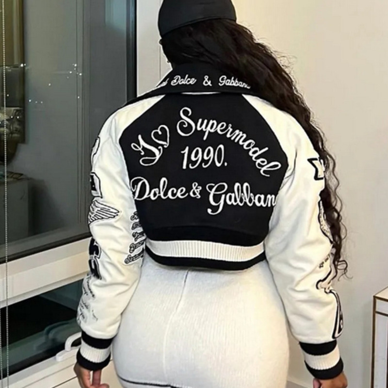 Womens Jackets Varsity Baseball Bomber Jacket Hip Hop Harajuku Letterman Patchwork Leather Jackets Y2K Streetwear College Coats Top Women 2023 230114