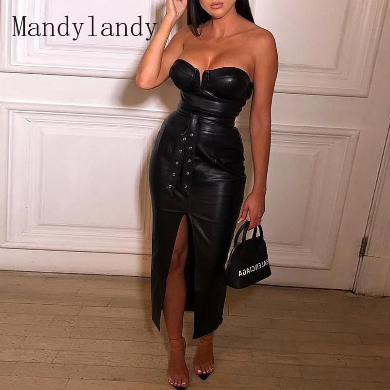 Casual Dresses Mandylandy PU Dress Women Tube Top Sexy Tight Split Leather Club Wear Ladies Sleeveless High Waist Black Rivet
Casual Dresses Mandylandy PU Dress Women Tube Top Sexy Tight Split Leather Club Wear Ladies Sleeveless High Waist Black Rivet