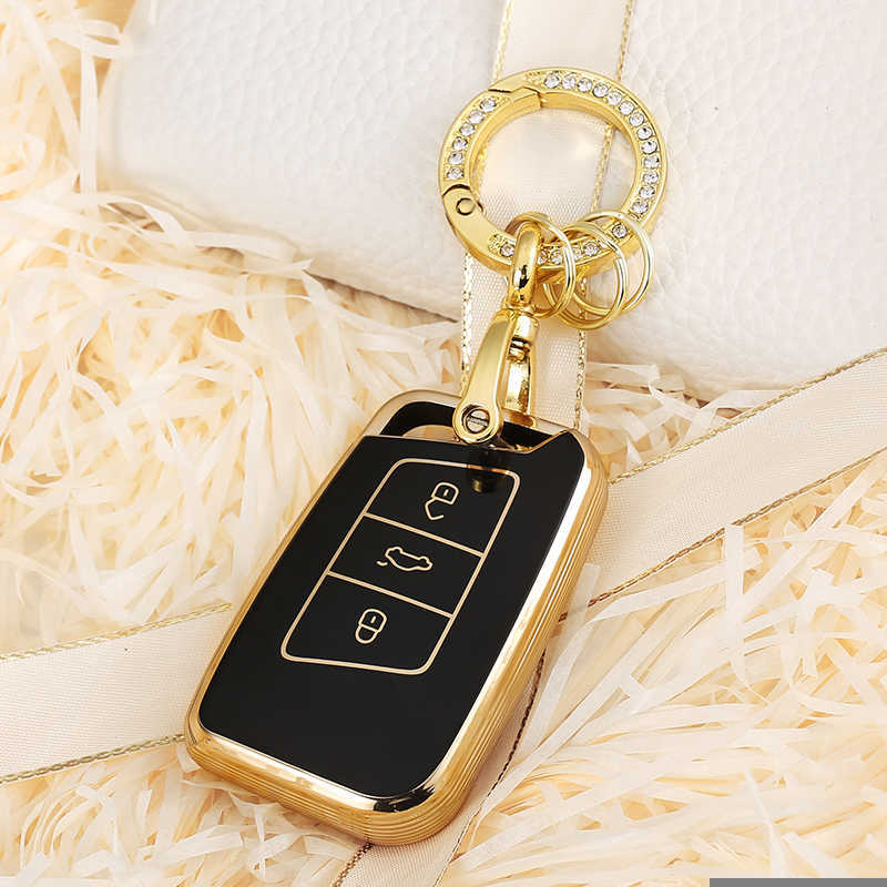 TPU Car Smart Key Fob Case Cover For VW PASSAT B8 Arteon Atlas New Jetta Skoda Kodiaq Superb A7 Auto Accessories Chain 0109