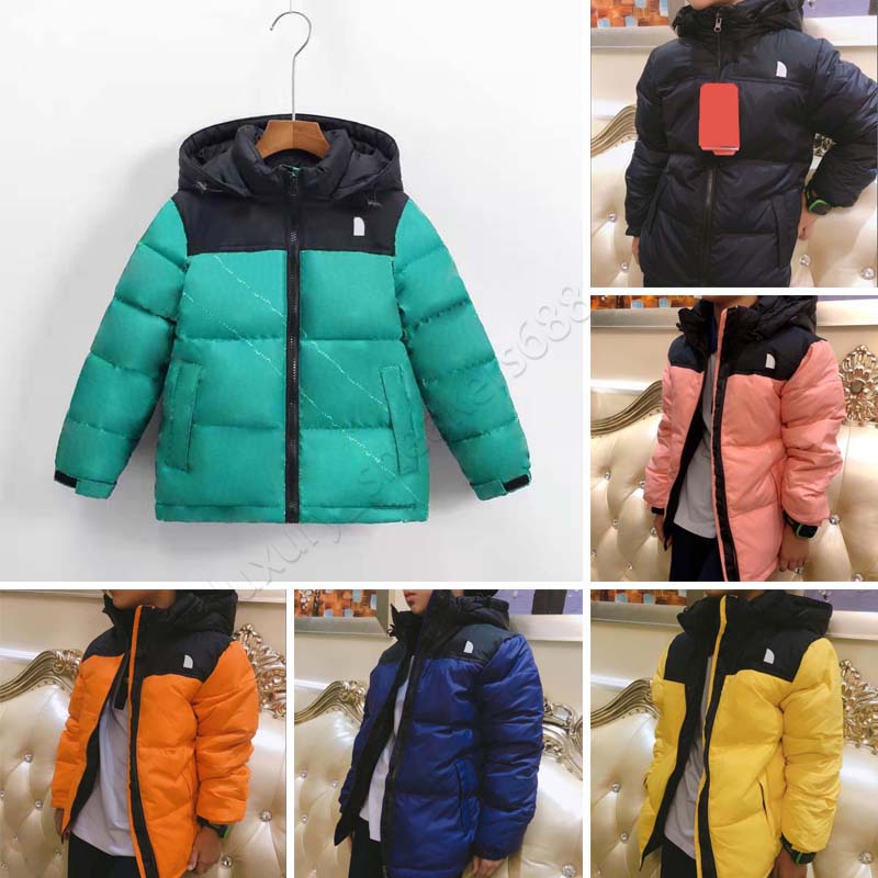 Winter coat Down Jacket Kids Fashion Classic Outdoor Warm Down Coats Striped Letter Print Puffer boys Jackets Clothes 100-160
